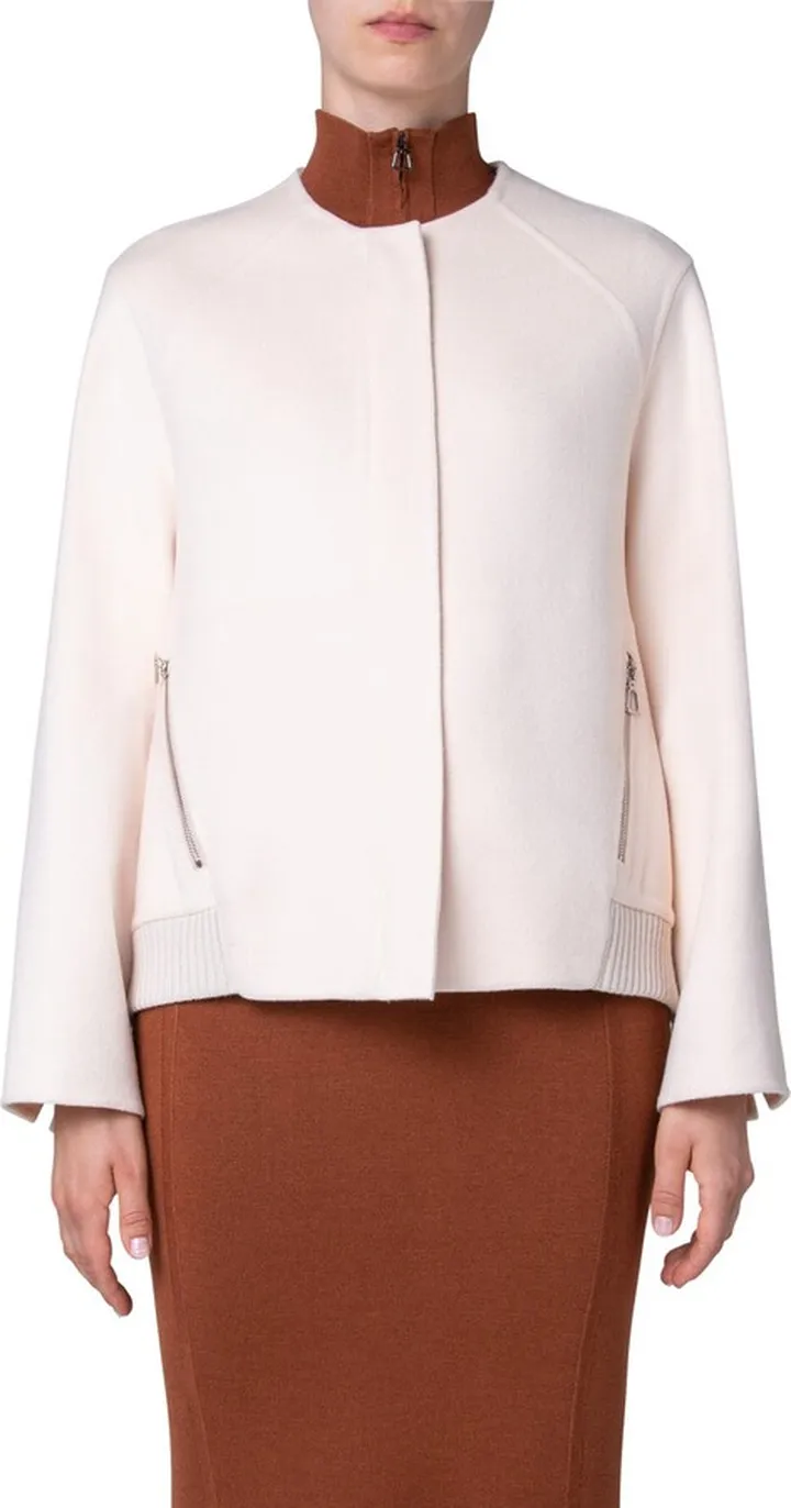 Jacob Collarless Cashmere Bomber Jacket