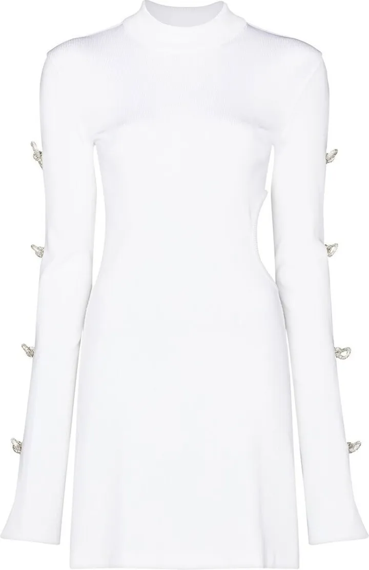 Crystal Bows Cut-Out Mini-Dress