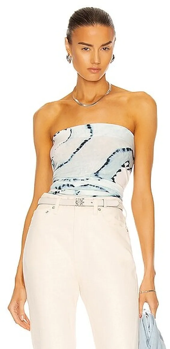 Norma Kamali Off Shoulder All In One Bodysuit in Blue
