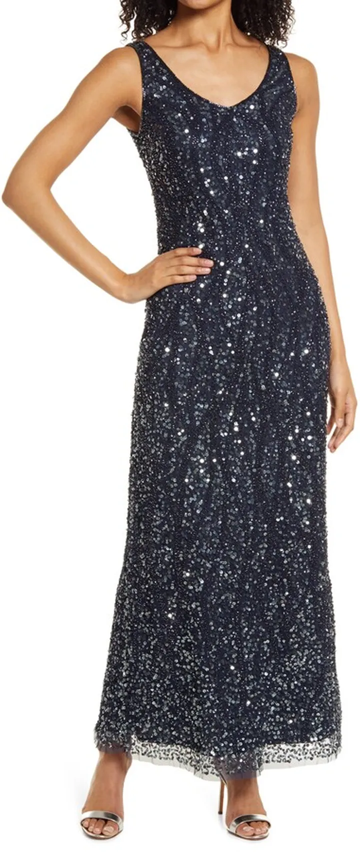 Sequin & Bead Sleeveless Gown