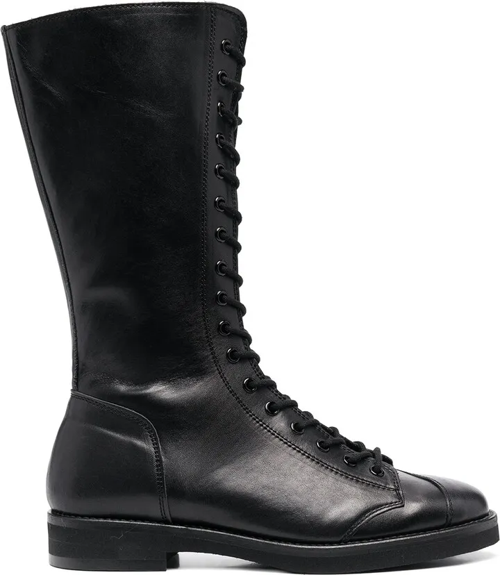 Lace-Up Leather Military Boots