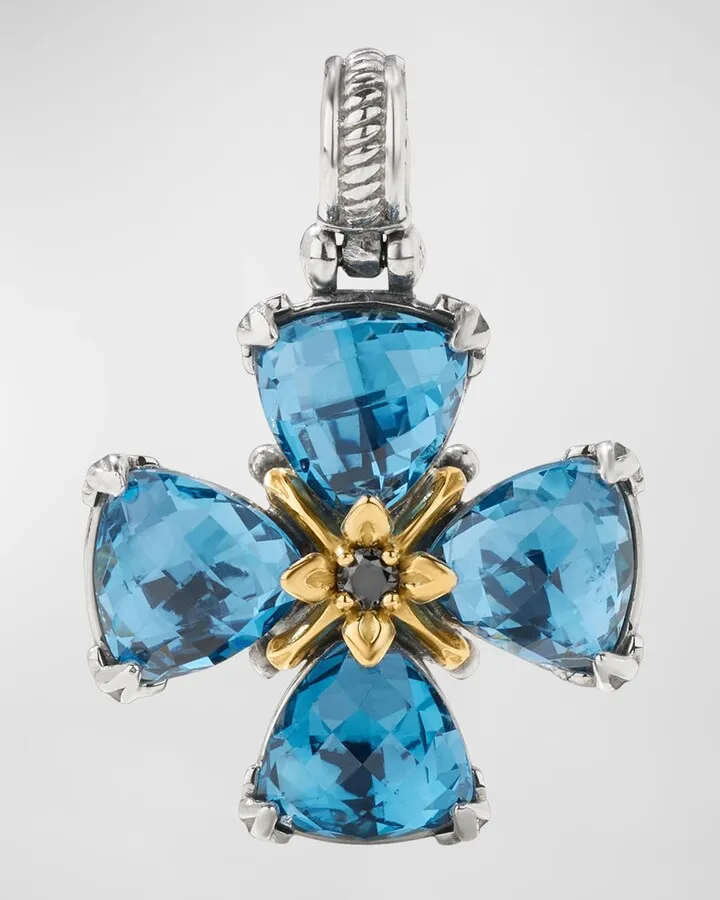 18k Gold Blue Spinal Pendent with Black Diamond