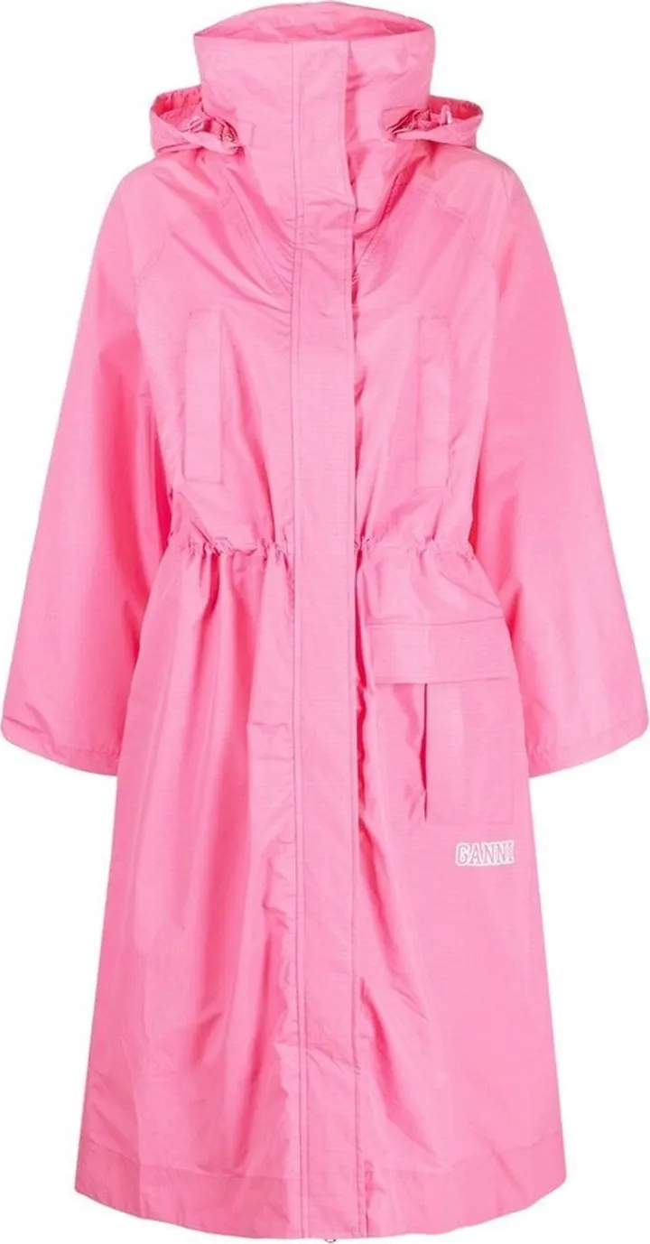 Single-Breasted Hooded Raincoat