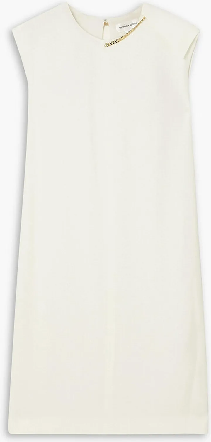 Chain-embellished crepe dress
