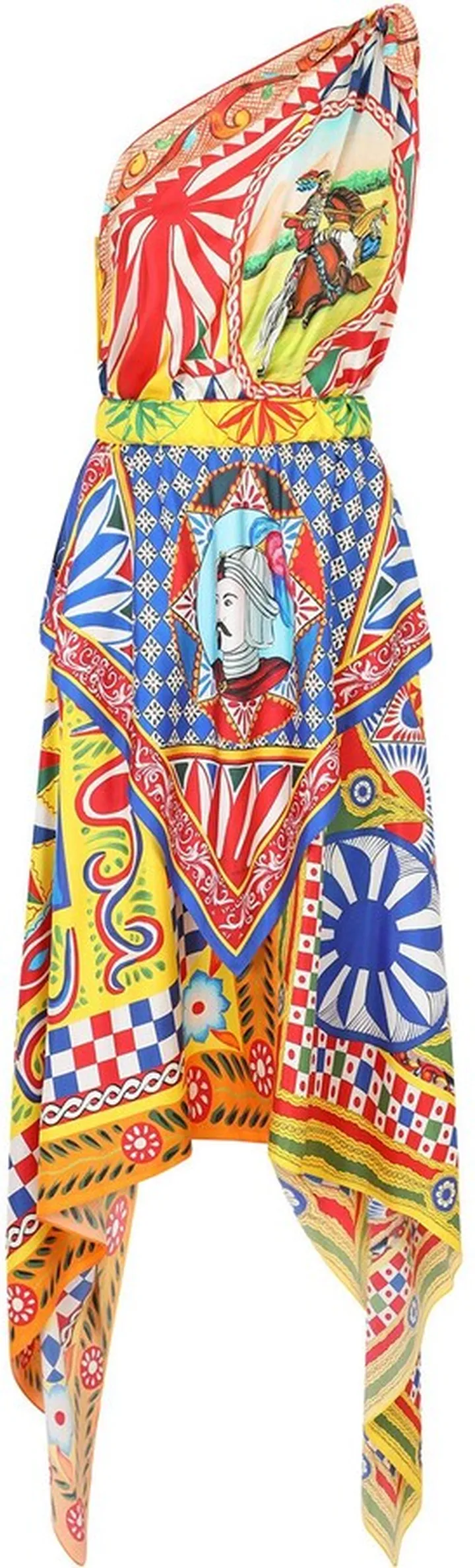 Graphic-Print One-Shoulder Dress