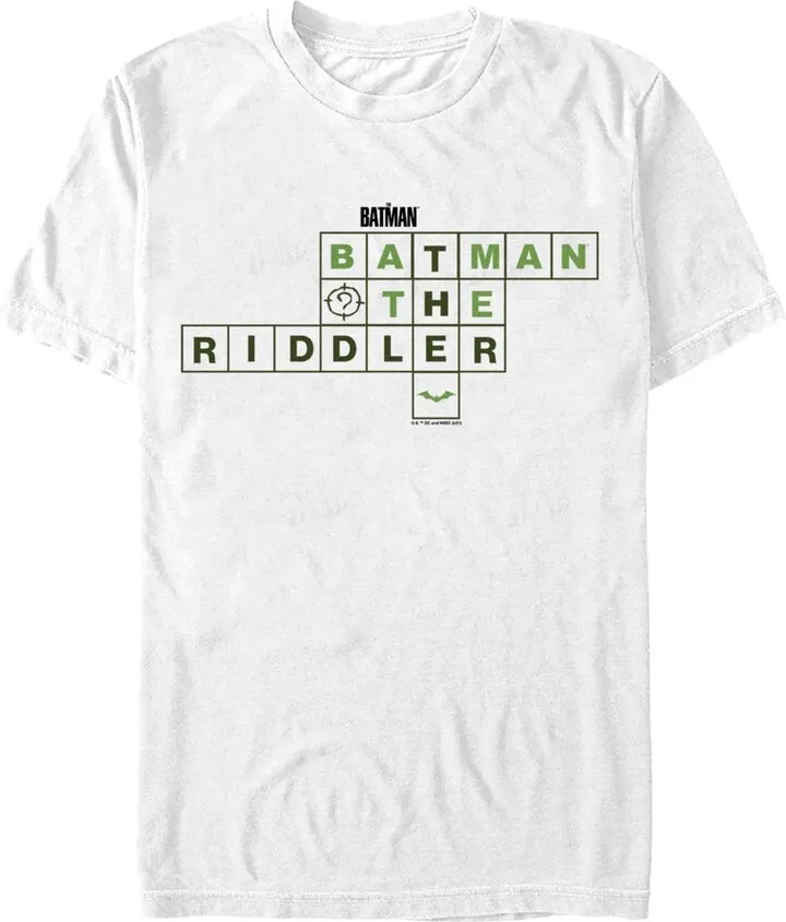 Men's The Batman Riddler Crossword Puzzle T-Shirt - White - X Large