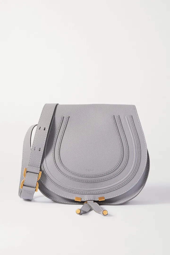Chloé - Marcie Medium Textured-leather Shoulder Bag - Gray