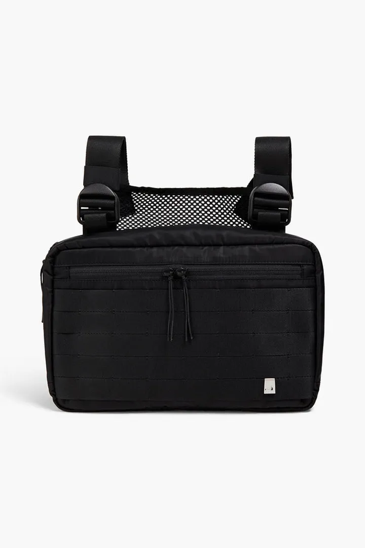 Mesh-paneled shell belt bag
