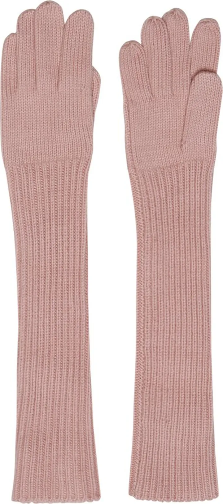 Pink Wool Knit Long Gloves