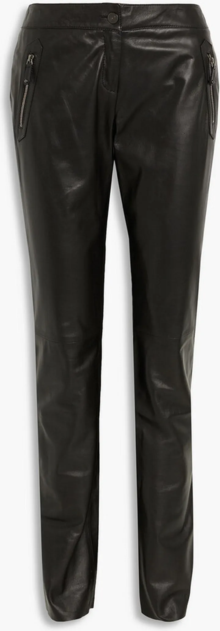 Faux leather straight-leg pants