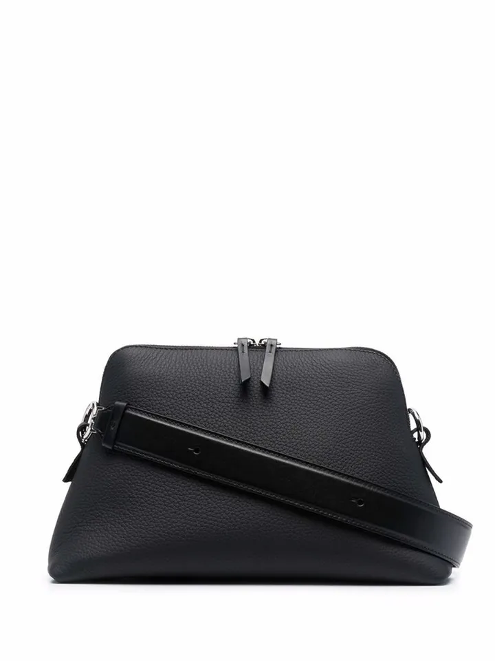 Signature-Stitch Leather Shoulder Bag