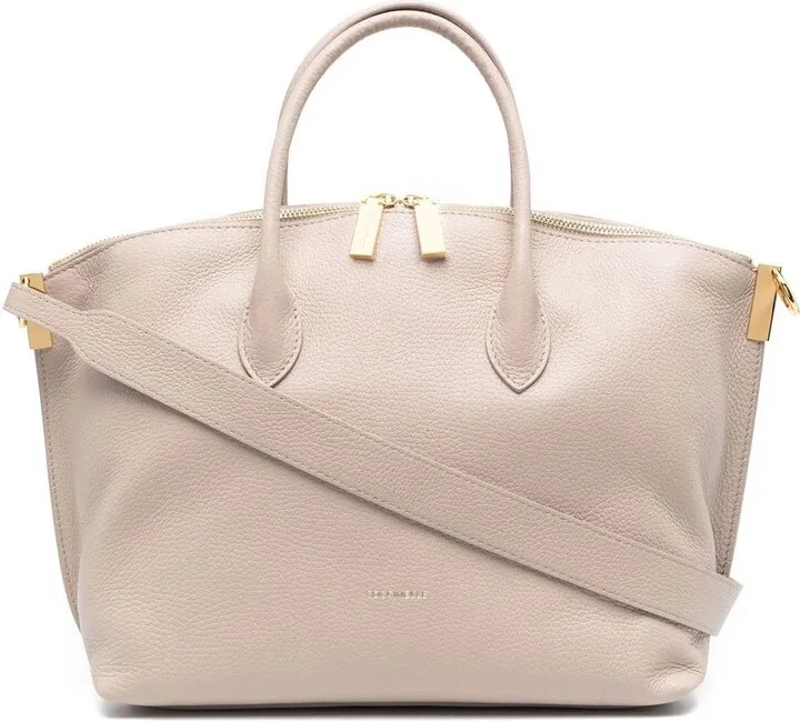 Logo-Stamp Leather Tote Bag