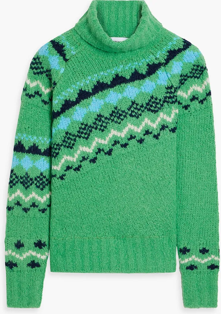 Brushed jacquard-knit turtleneck sweater