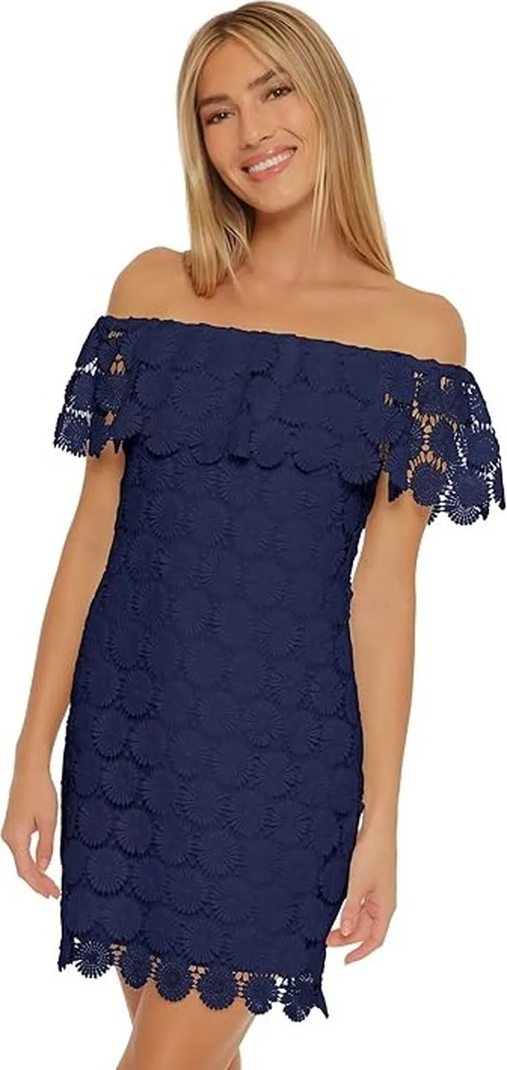Trina Turk Bardot Off-the-Shoulder Dress (Ink) Women's Swimwear