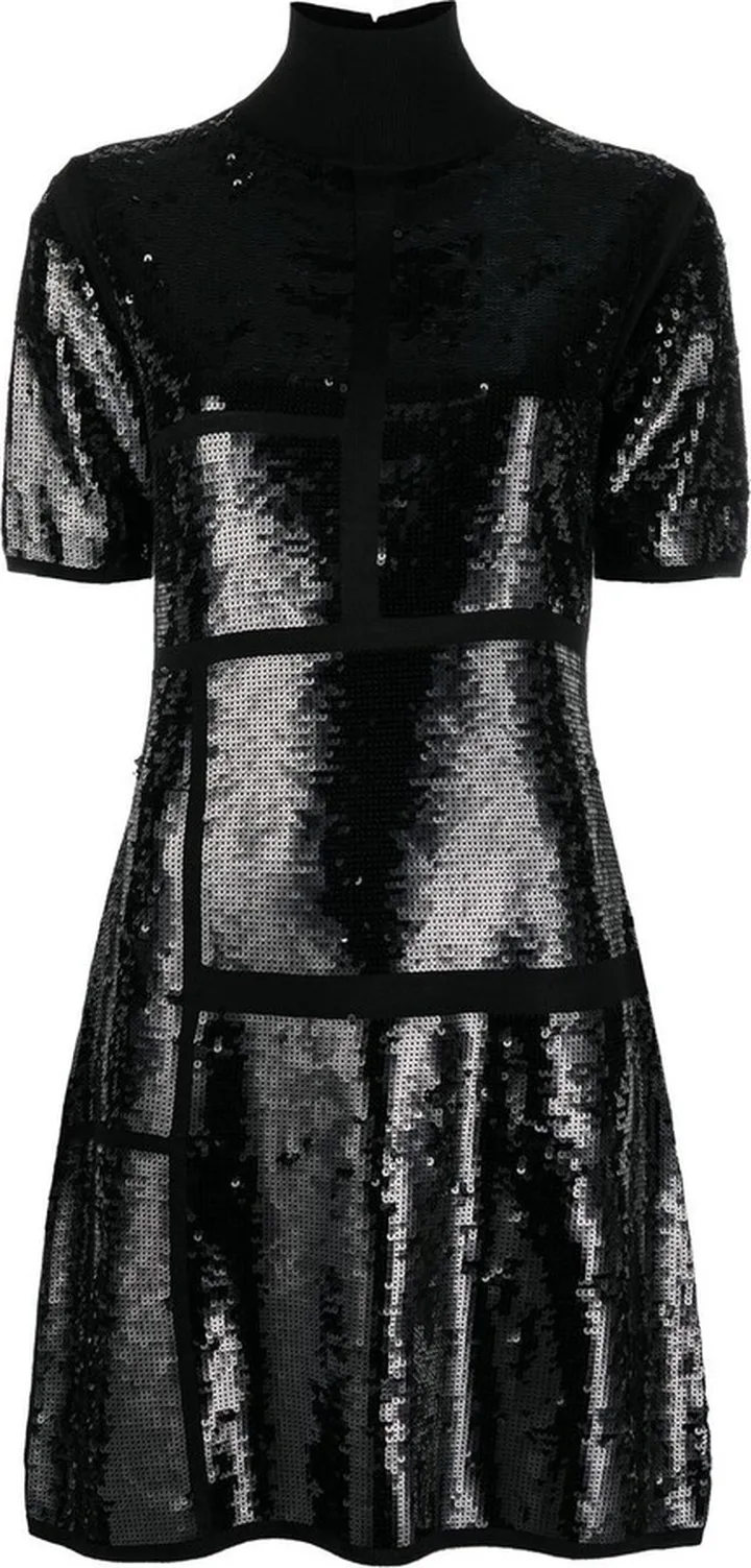 Sequin-Embellished Roll Neck Dress
