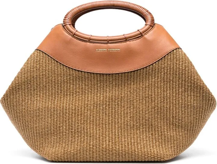 Interwoven Leather-Trim Tote Bag