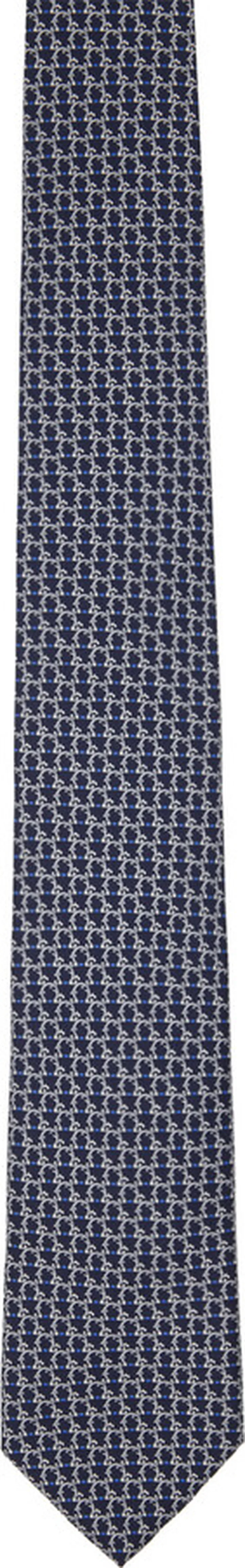 Ferragamo Navy Gancini Print Tie