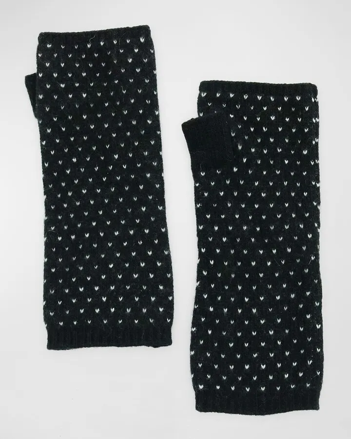 Cashmere Fingerless Bird Eye Patterned Gloves