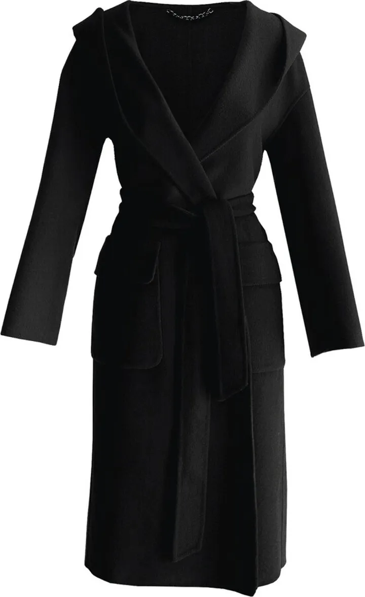 Belle & Bloom - Runaway Wool Blend Robe Coat - Black