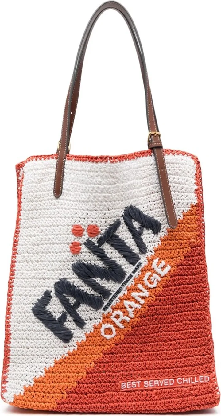 x Fanta raffia tote bag