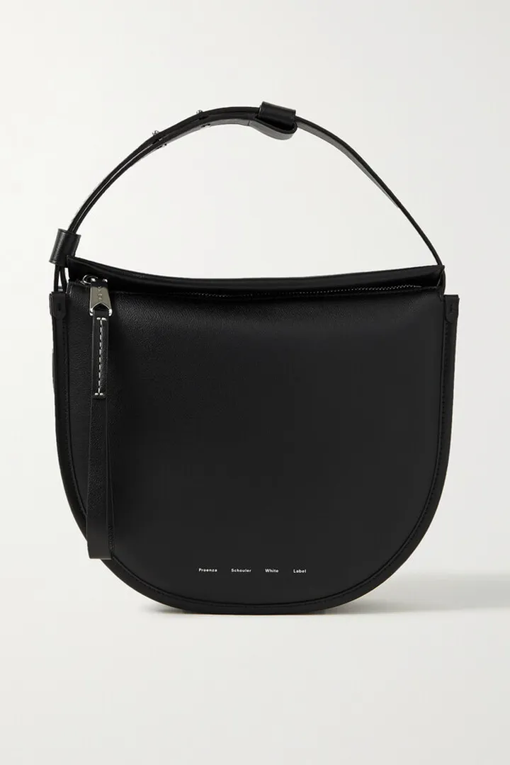Proenza Schouler White Label - Baxter Topstitched Leather Shoulder Bag - Black