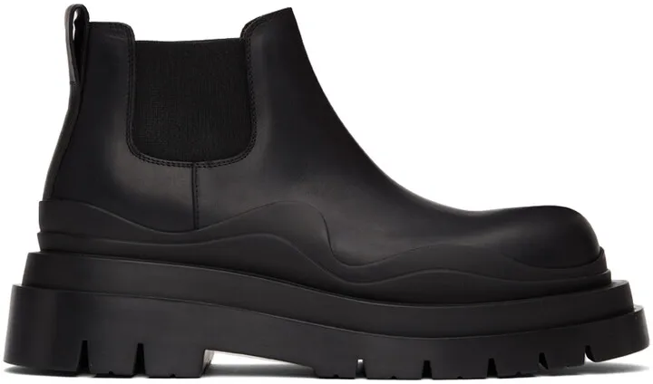 Bottega Veneta Black Tire Chelsea Boots