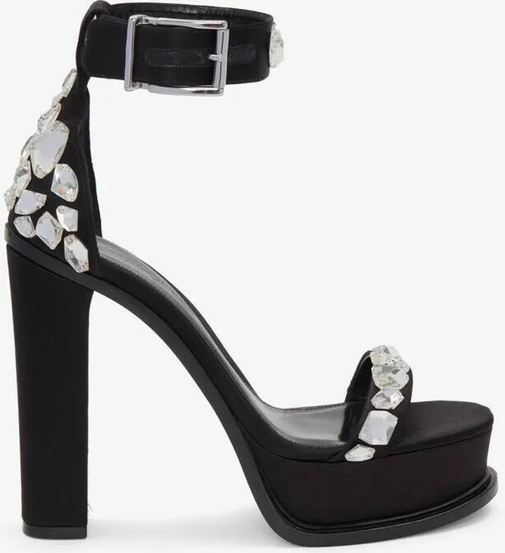 Women's Platform Crystal Shard Sandal In Black
