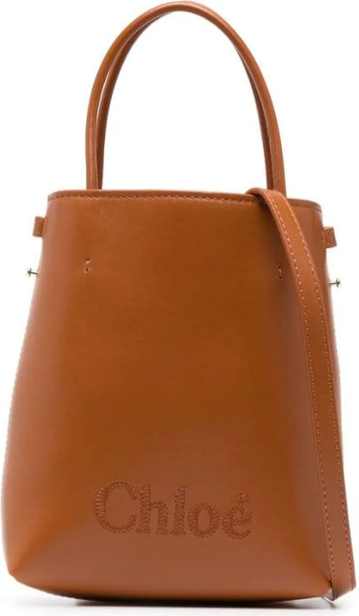 Sense embroidered-logo leather mini bag