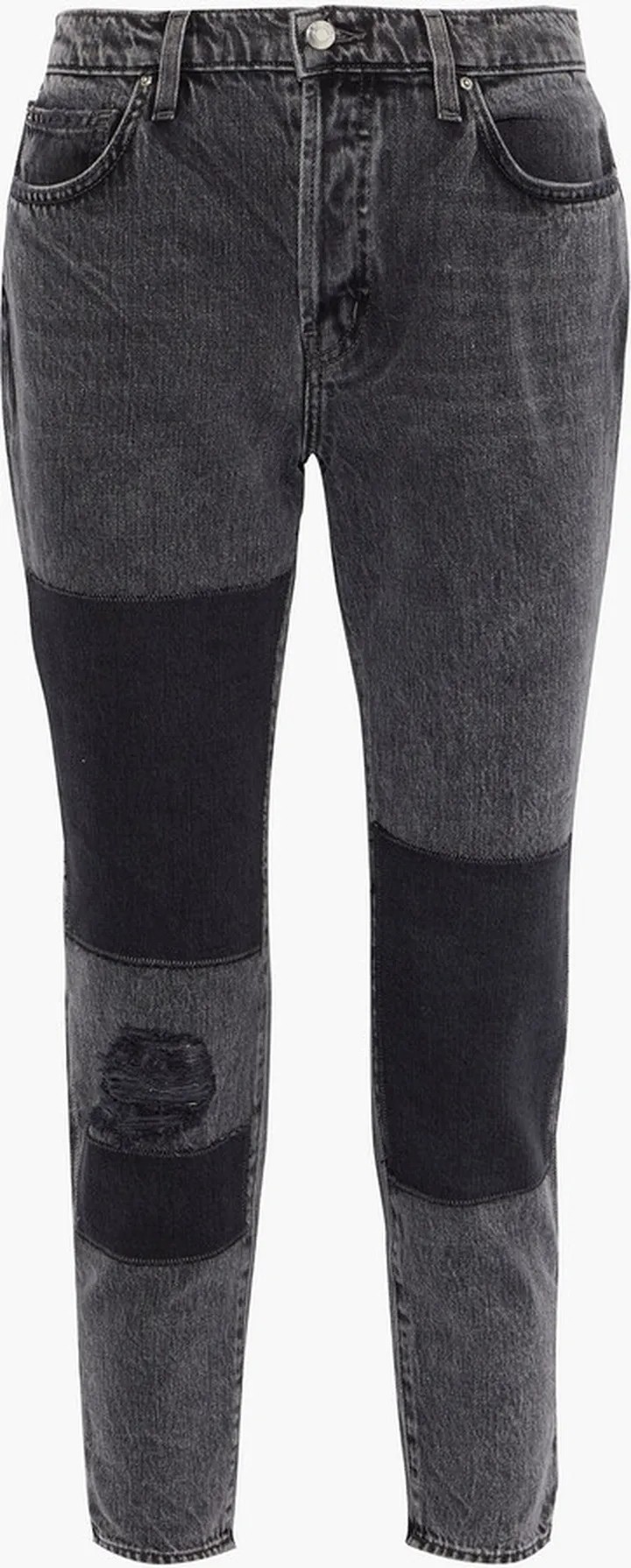 Lep patchwork distressed mid-rise slim-leg jeans