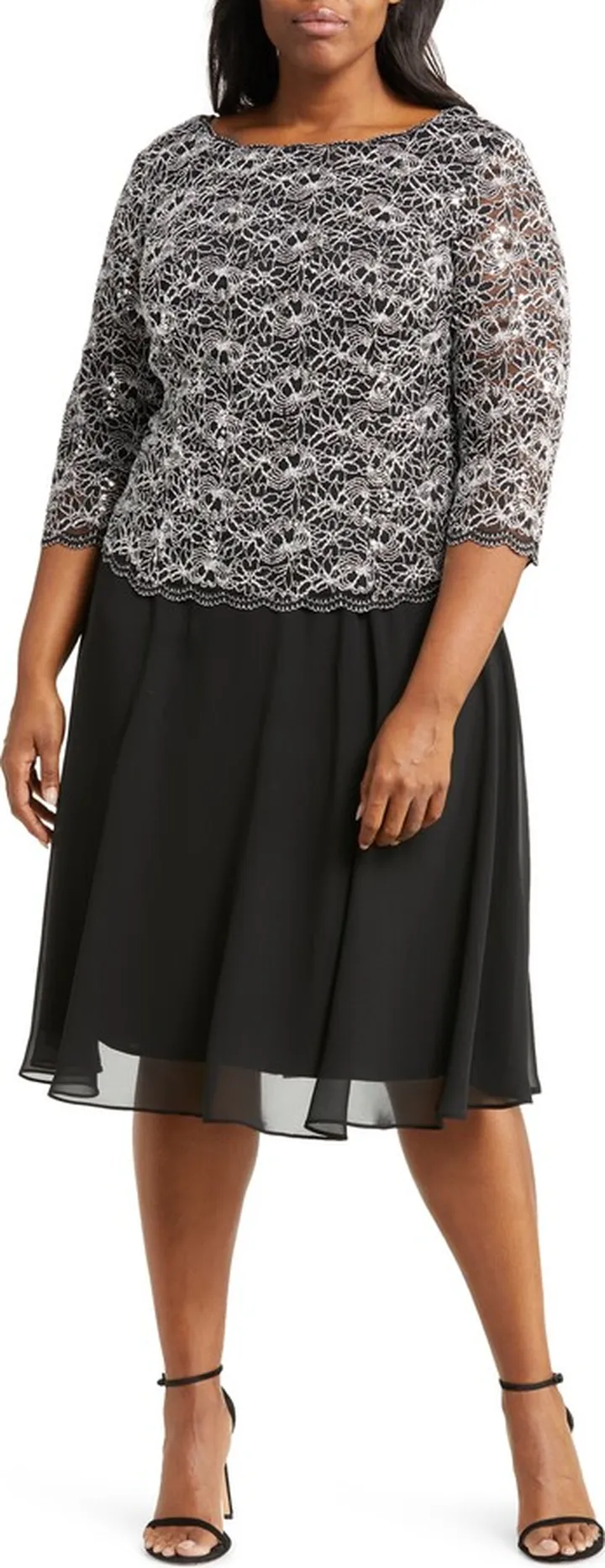 Sequin Lace & Chiffon Dress