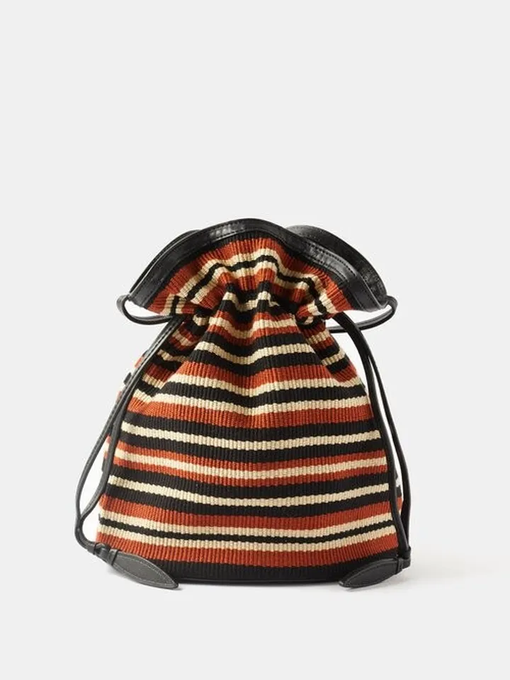 Sac Mini Striped Leather-trim Cross-body Bag