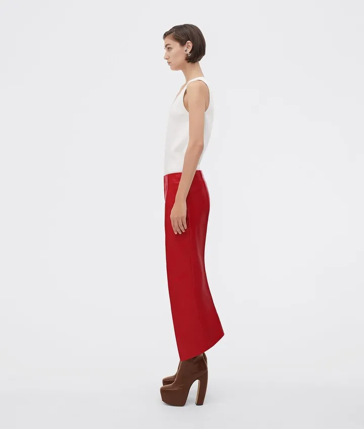 Curved Shape Leather Trousers