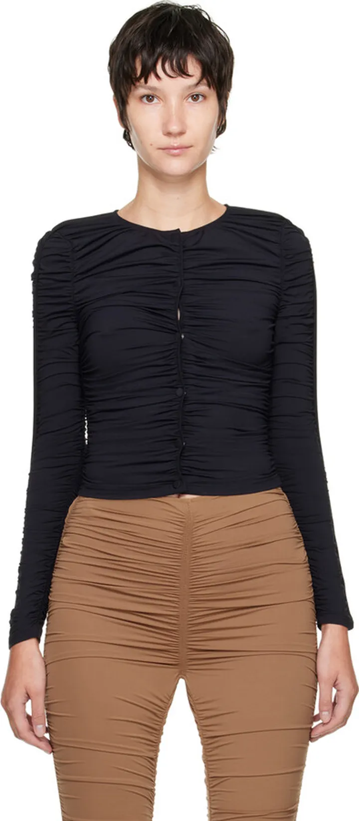 Alexander Wang Black Ruched Cardigan
