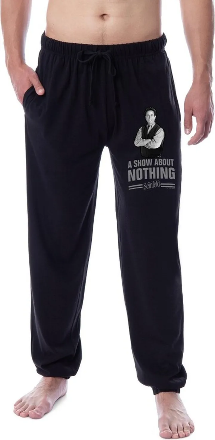 Seinfeld Mens' A Show About Nothing Jerry Jogger Sleep Pajama Pants (Medium) Black