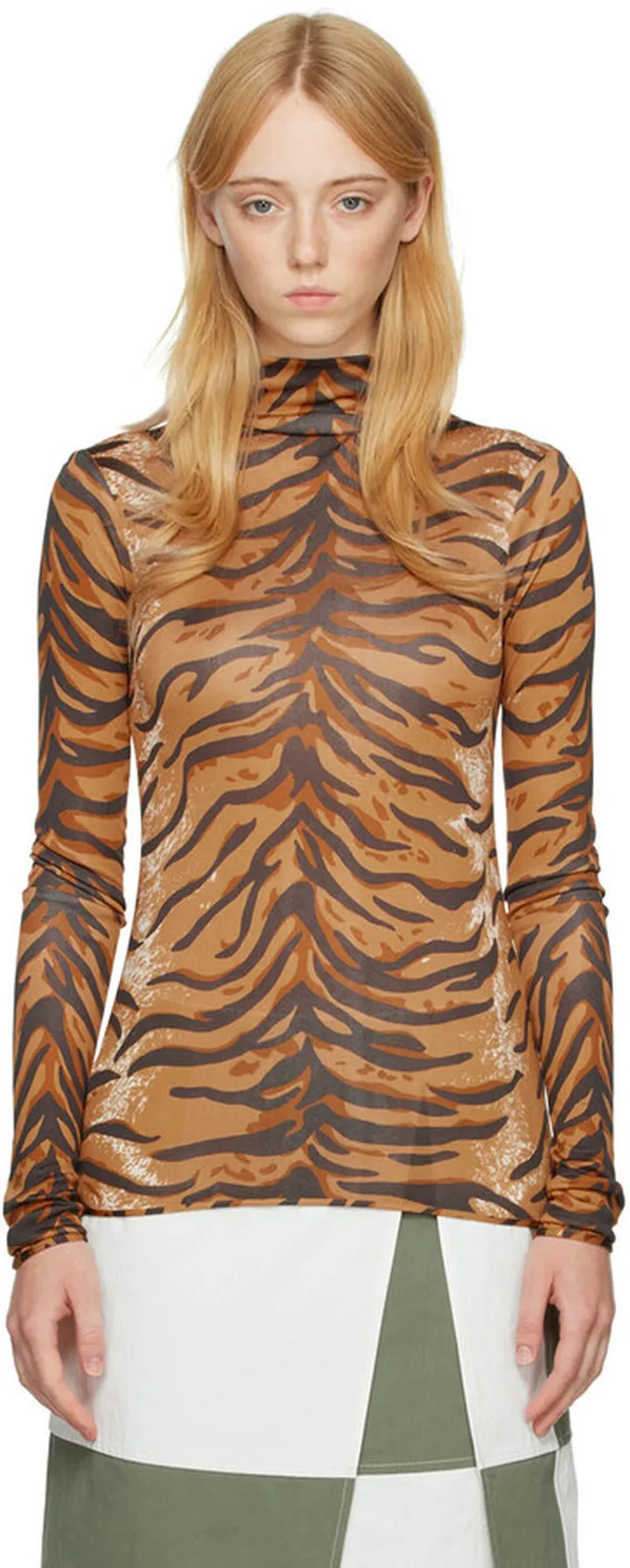 Jil Sander Orange Silk Turtleneck