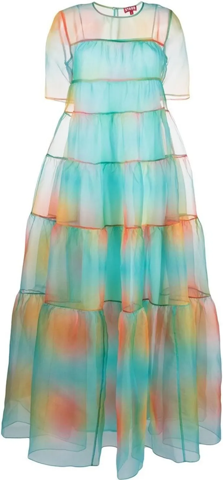Hyacinth Crepe Organza Tiered Maxi Dress
