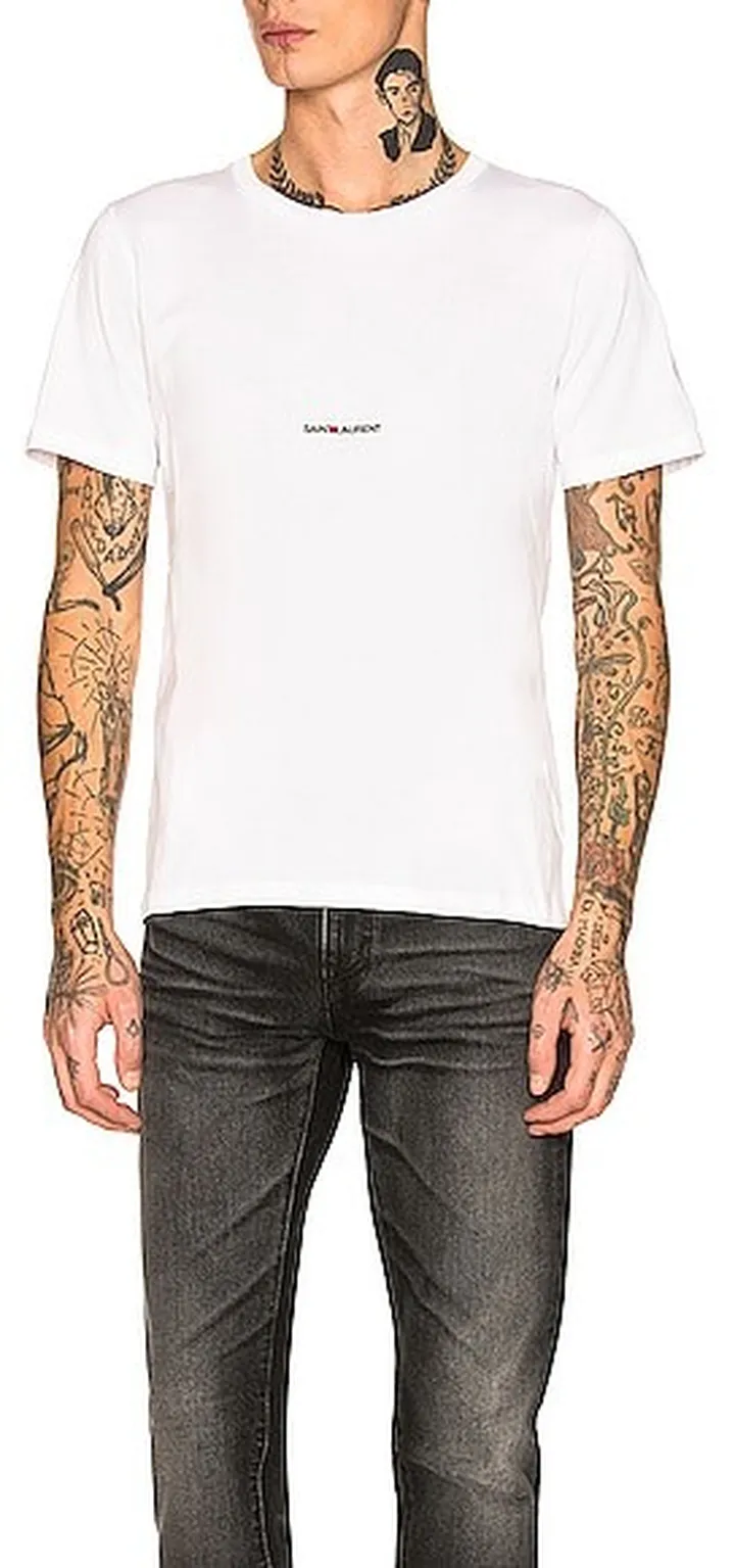 Saint Laurent Logo Tee in White