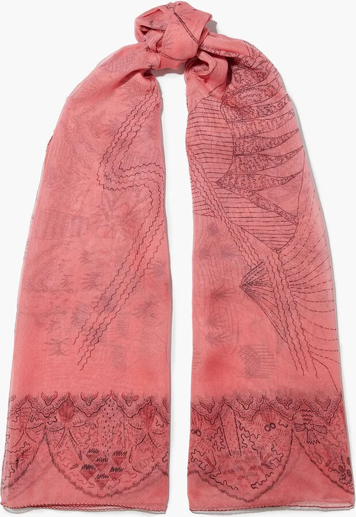 Printed silk-chiffon scarf