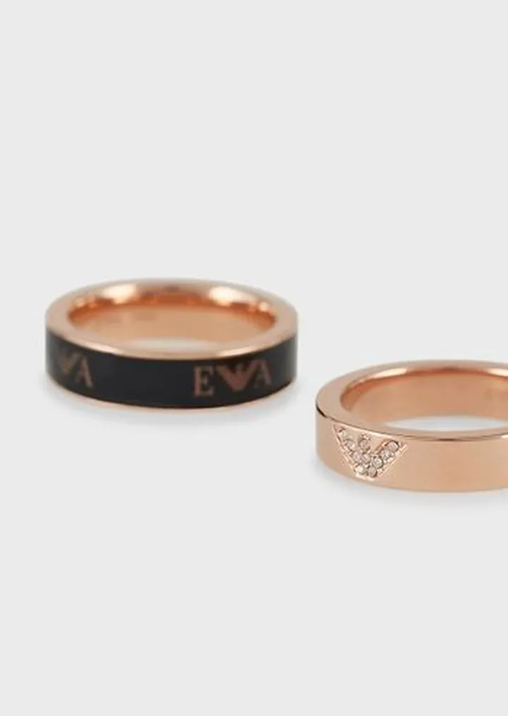Emporio Armani Rose Gold-Tone Stainless Steel Ring