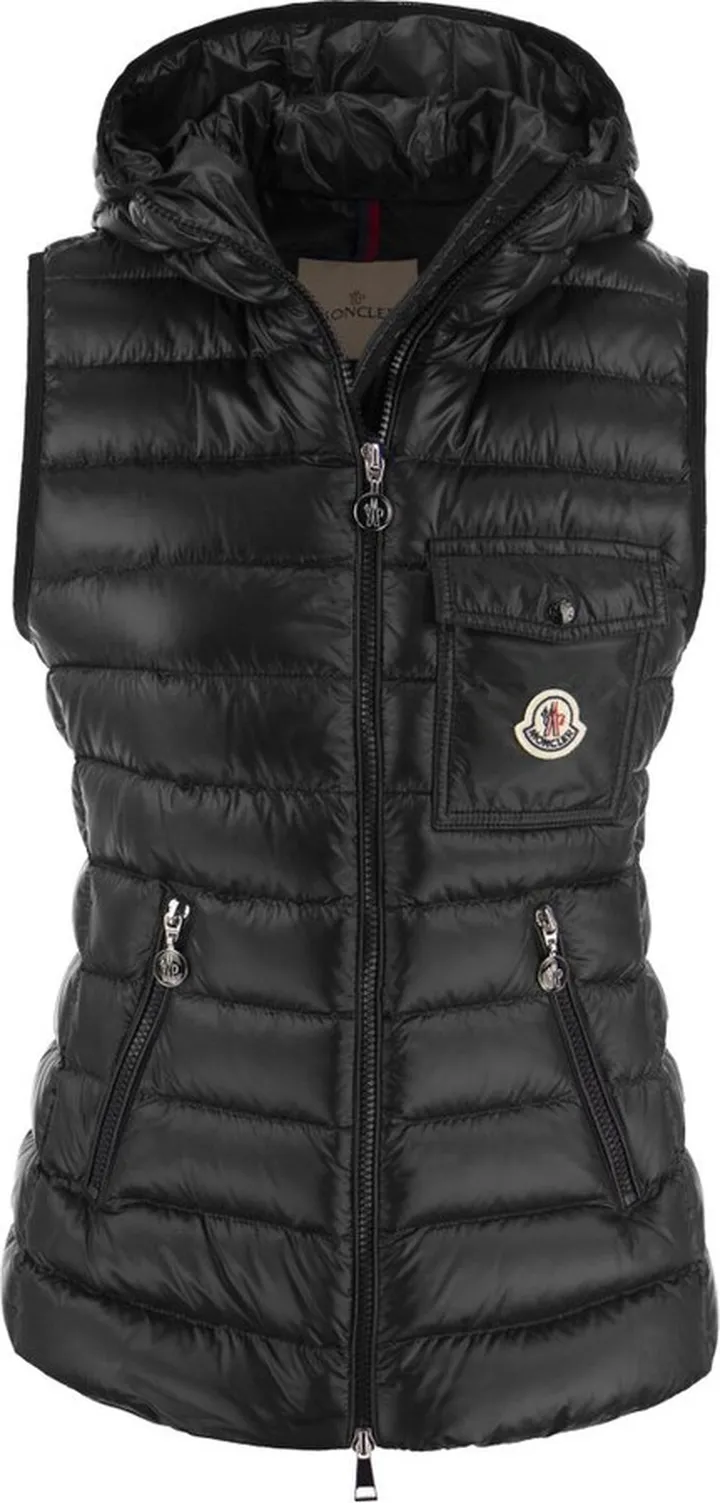 Moncler Logo Patch Zip-Up Hooded Down Gilet