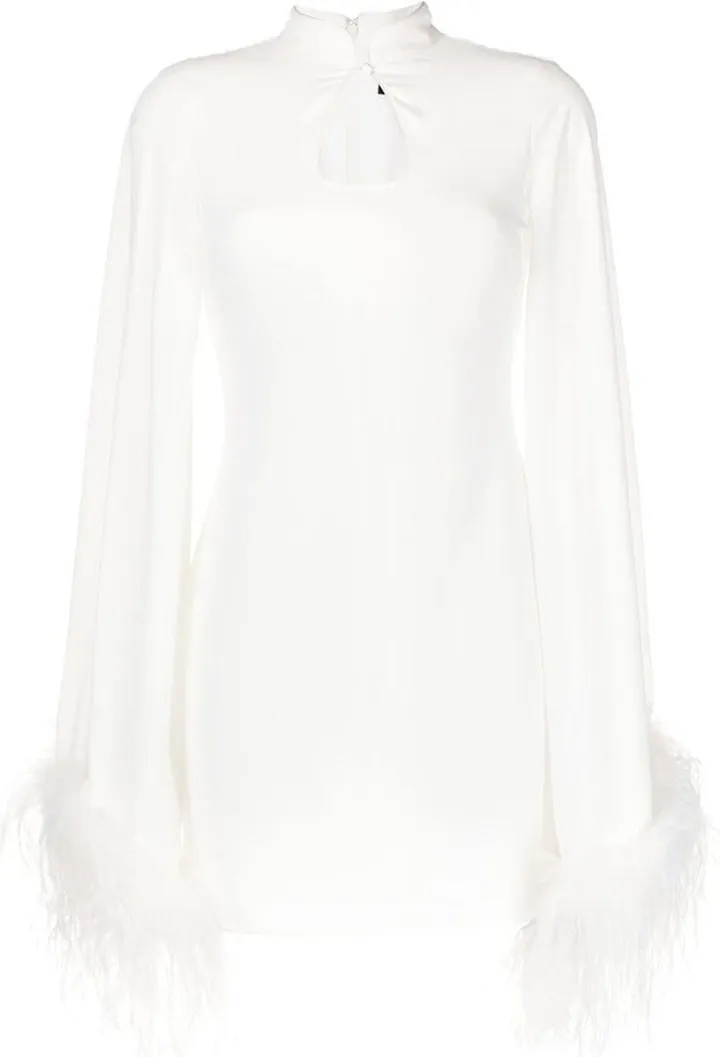 Genevieve feather-trim mini dress