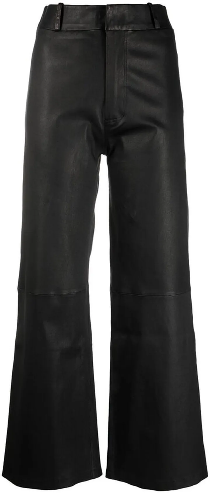 Wide-Leg Cropped Leather Trousers