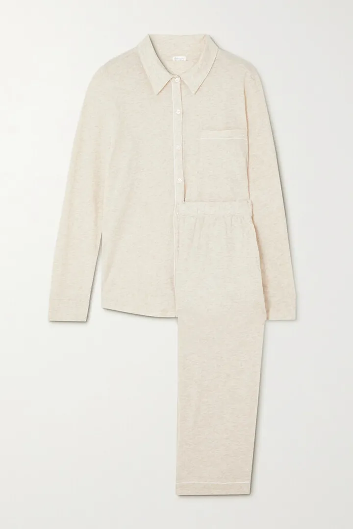 Skin - + Net Sustain Cecilia Pima Cotton-jersey Pajama Set - Neutrals