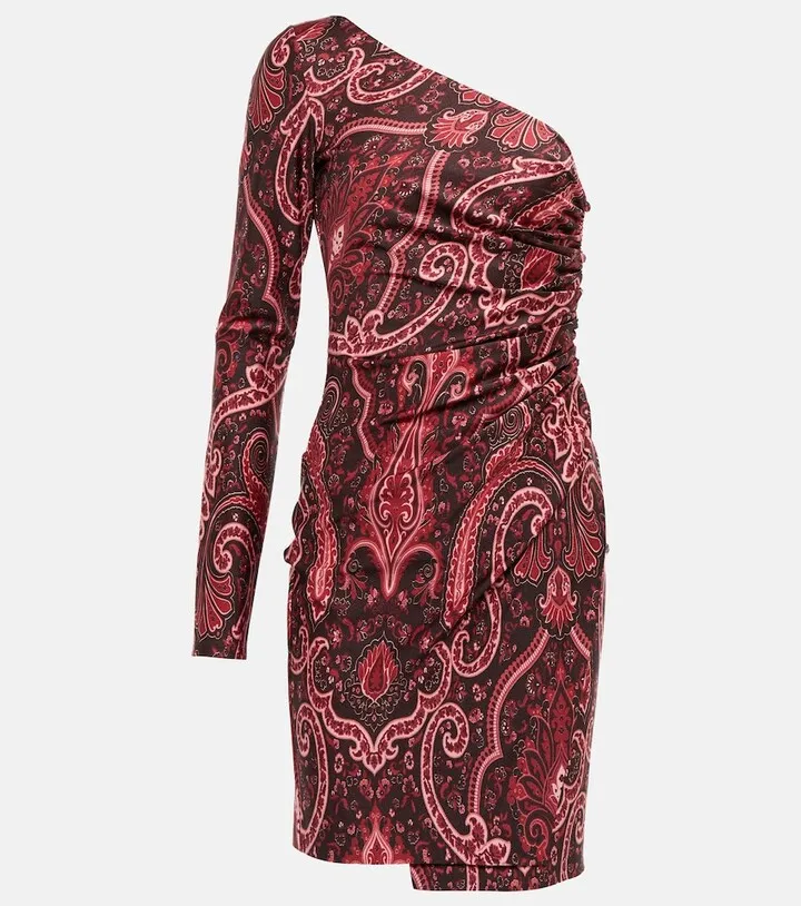 Paisley one-shoulder minidress