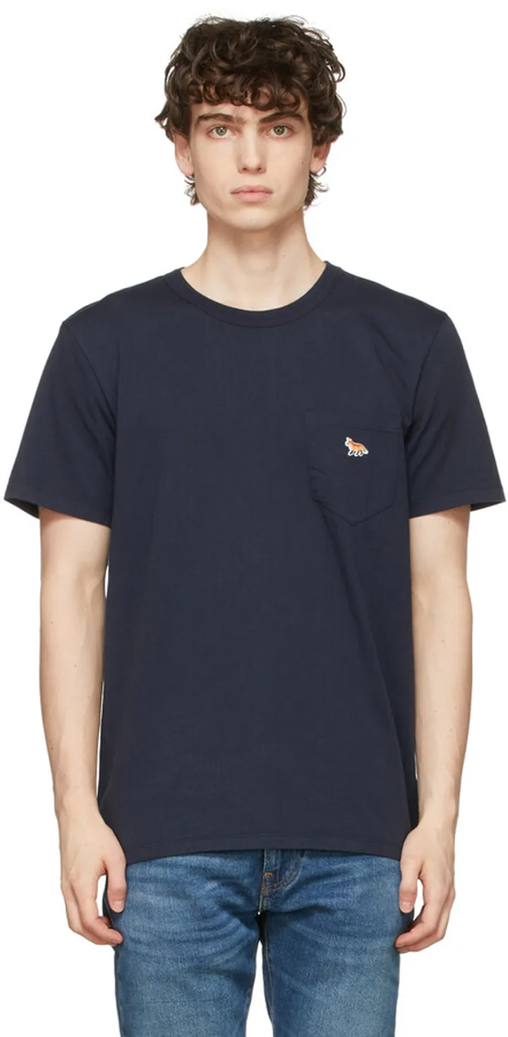 Maison Kitsuné Navy Profile Fox Patch Pocket T-Shirt