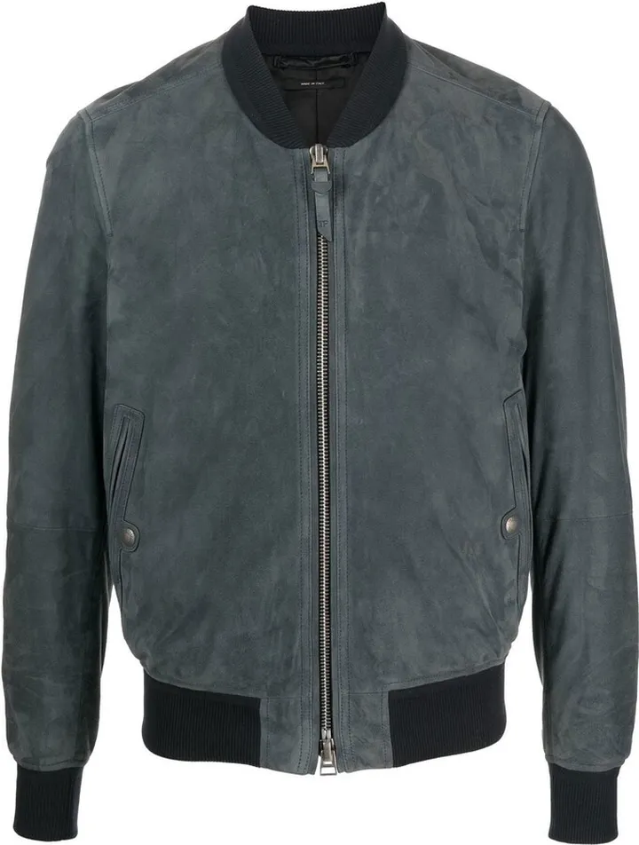 Suede-Leather Bomber Jacket