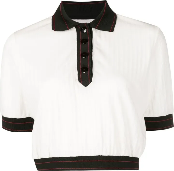Striped Cropped Polo Shirt