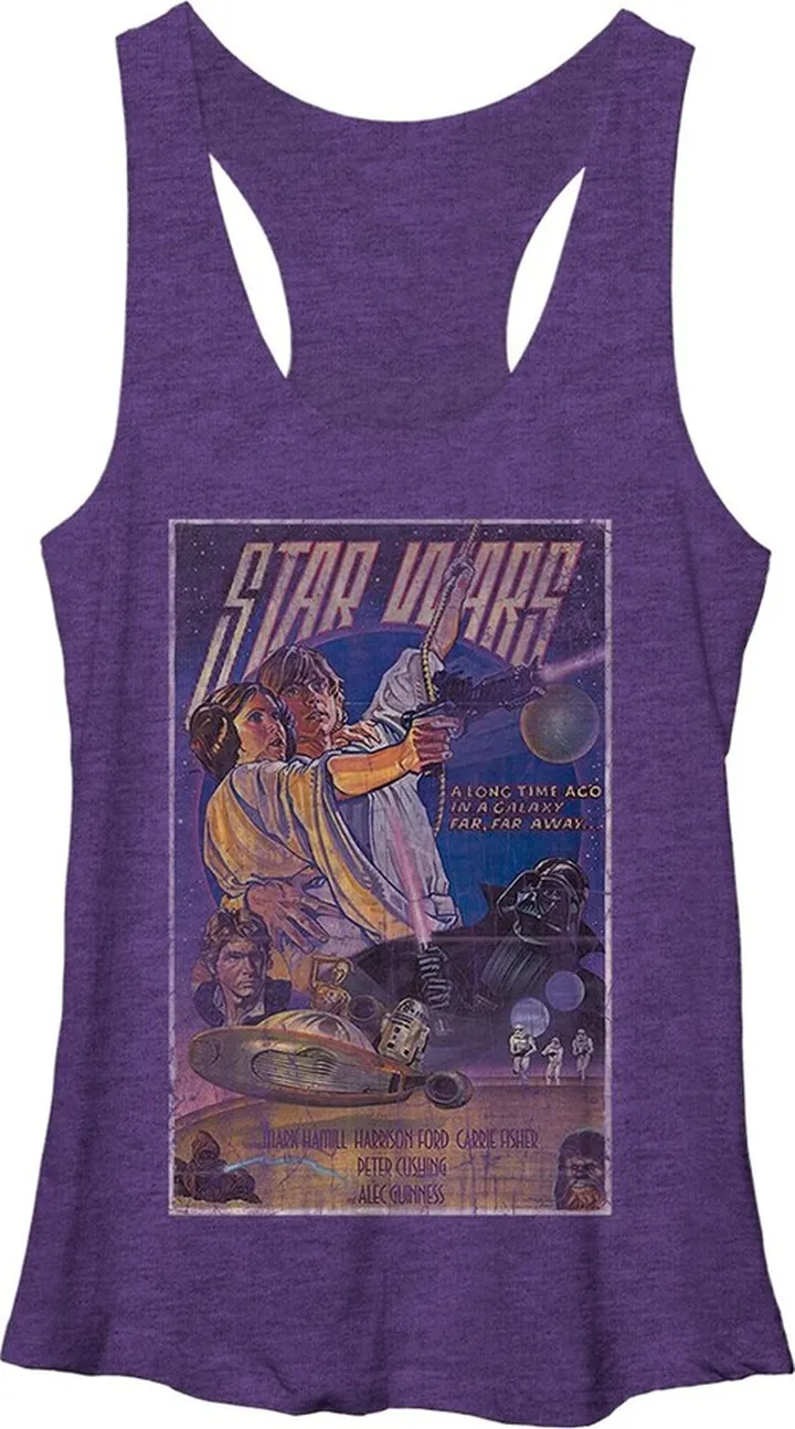 Women's Star Wars Cinema Poster Racerback Tank Top - Purple Heather - Small