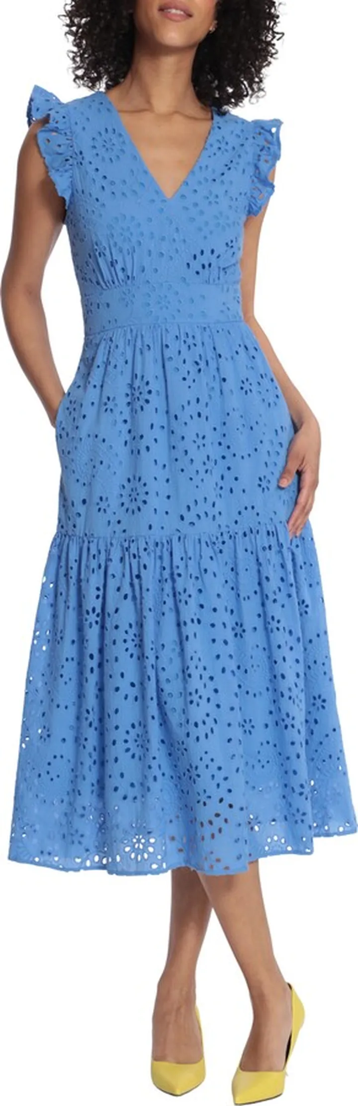 Cotton Eyelet Tiered Midi Dress