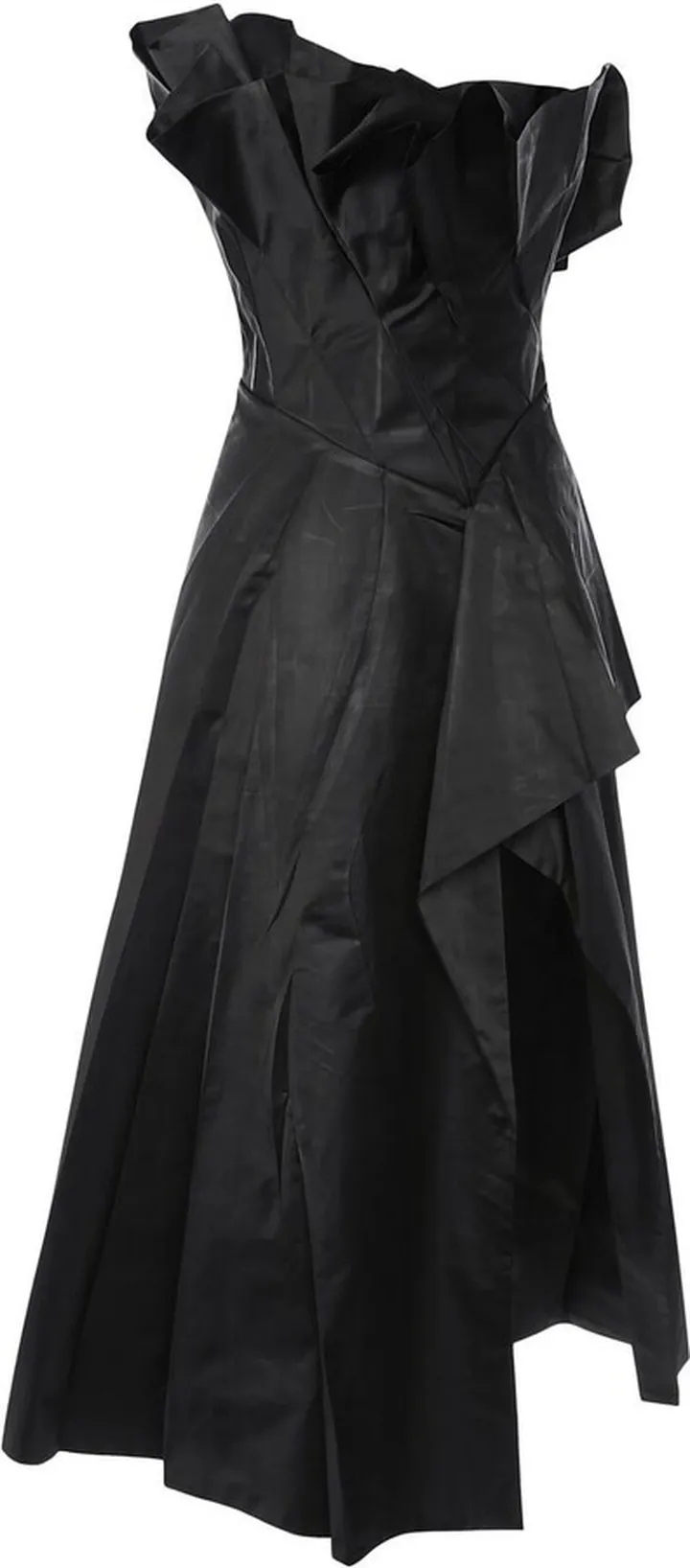 Asymmetric Strapless Midi Dress
